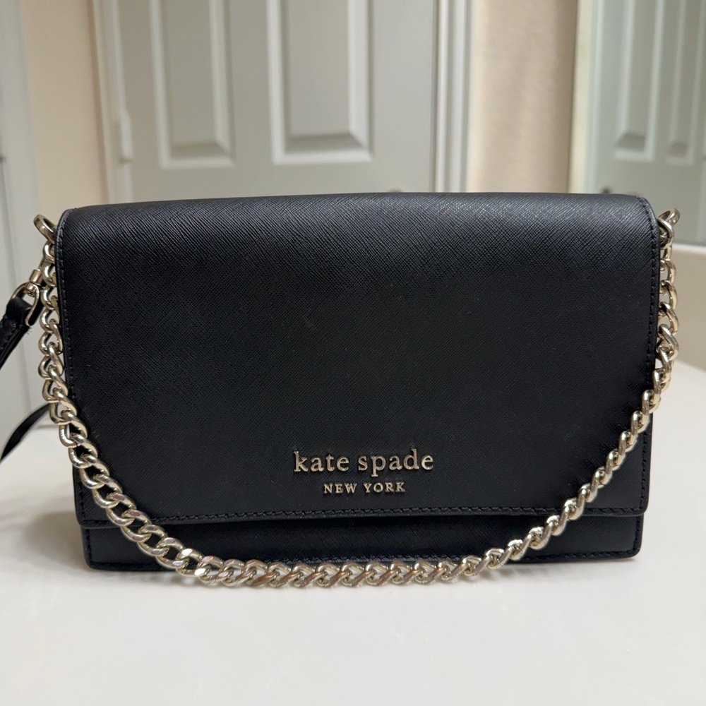 Kate Spade Black Crossbody with Gold Chain